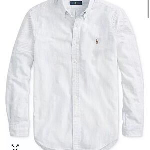 Ralph Lauren White with Light Blue Pinstripe Button-Down Shirt